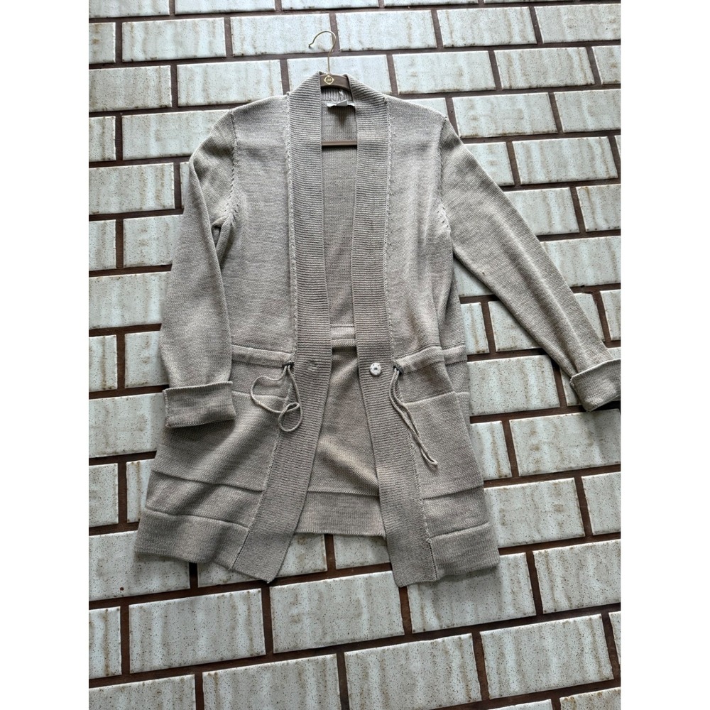 Coldwater Creek Women's Knit Cardigan Sweater Beige Neutral Long Sleeve S